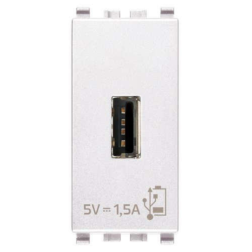 TOMA USB A UNIDAD ( TACO ) DE ALIMENTACION 5V 1.5 A 1MOD COLOR BLANCO SERIE EIKON REF.20292/B VIMAR