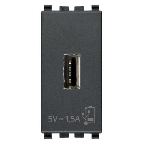 TOMA USB A UNIDAD ( TACO ) DE ALIMENTACION 5V 1.5 A 1MOD COLOR GRIS SERIE EIKON REF.20292 VIMAR
