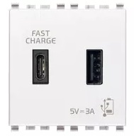 TOMA USB A+C ( TACO ) DE ALIMENTACION 15W 5V 3 A 2MOD COLOR BLANCO SERIE EIKON REF.20295.AC.B VIMAR