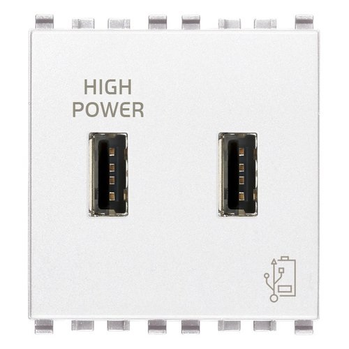 TOMA USB A UNIDAD ( TACO ) DE ALIMENTACION 5V 2.1 A 2MOD COLOR BLANCO SERIE EIKON REF.20295.B VIMAR
