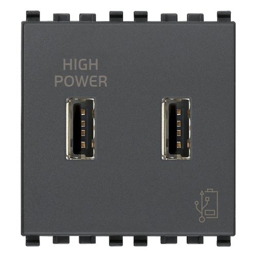 TOMA USB A UNIDAD ( TACO ) DE ALIMENTACION 5V 2.1 A 2MOD COLOR GRIS SERIE EIKON REF.20295 VIMAR