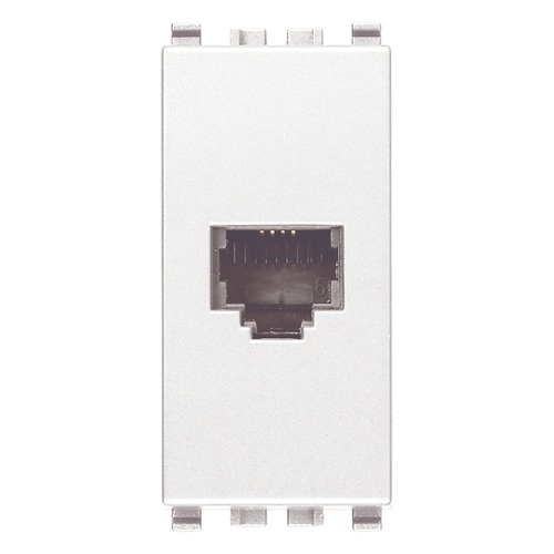 TOMA DE CONECTOR RJ11 ( TACO ) / 6 POSICIONES 4 CONTACTO COLOR BLANCO EIKON REF. 20320.B MARCA VIMAR