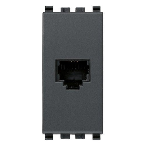TOMA DE CONECTOR RJ11 ( TACO ) / 6 POSICIONES 4 CONTACTO COLOR GRIS EIKON REF. 20320 MARCA VIMAR