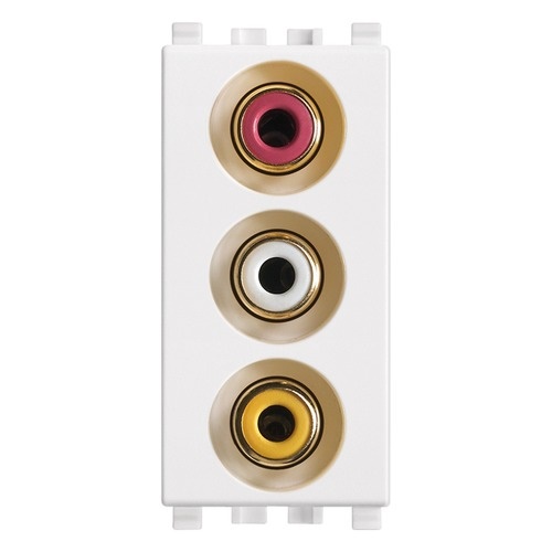 TOMA DE 3 ENTRADAS RCA ( TACO ) COLOR BLANCO EIKON REF. 20335.B MARCA VIMAR