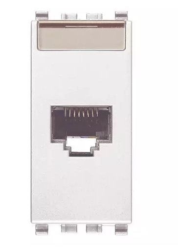 TOMA DE CONECTOR RJ45 NETSAFE CATEGORIA 6E UTP 8 CONTACTO BLANCO EIKON REF. 20339.13.B MARCA VIMAR