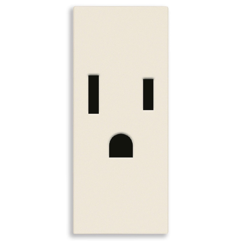 TOMACORRIENTE SENCILLO (TACO) SICURY 2P + T USA 15A 127V CAÑAMO SERIE LINEA REF. 30242.C MARCA VIMAR