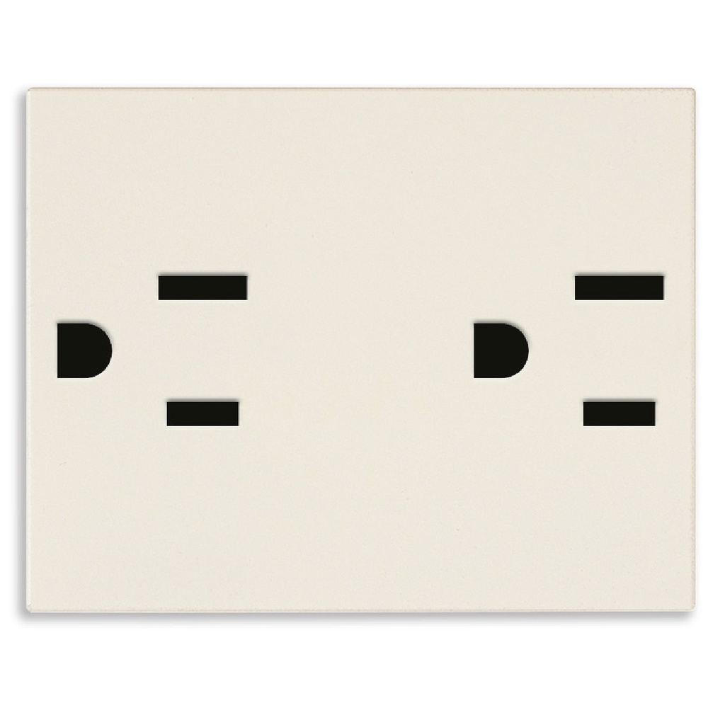 TOMACORRIENTE DOBLE (TACO) SICURY 2P + T USA 15A 127V CAÑAMO SERIE LINEA REF. 30243.C MARCA VIMAR