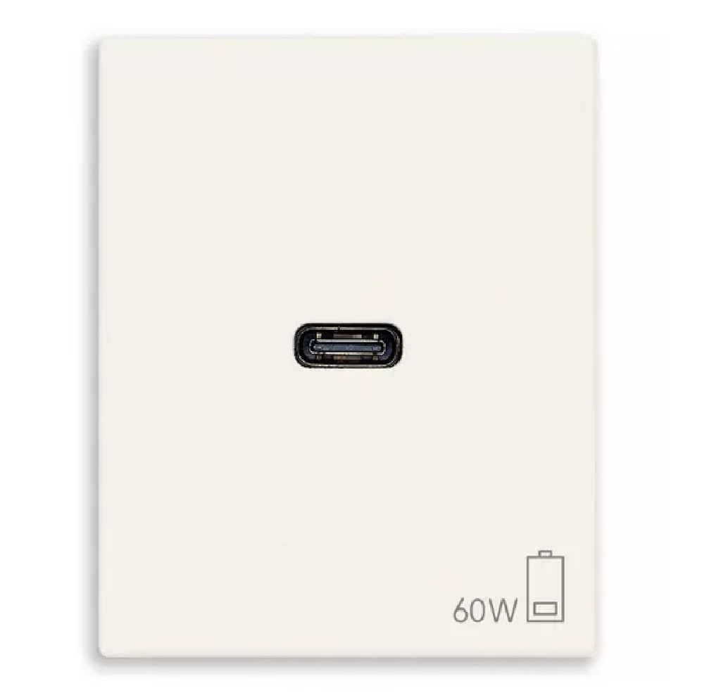 TOMA USB C SENCILLO ( TACO ) DE ALIMENTACION 60 W 2 MOD SERIE LINEA BLANCO REF.30298.60B VIMAR