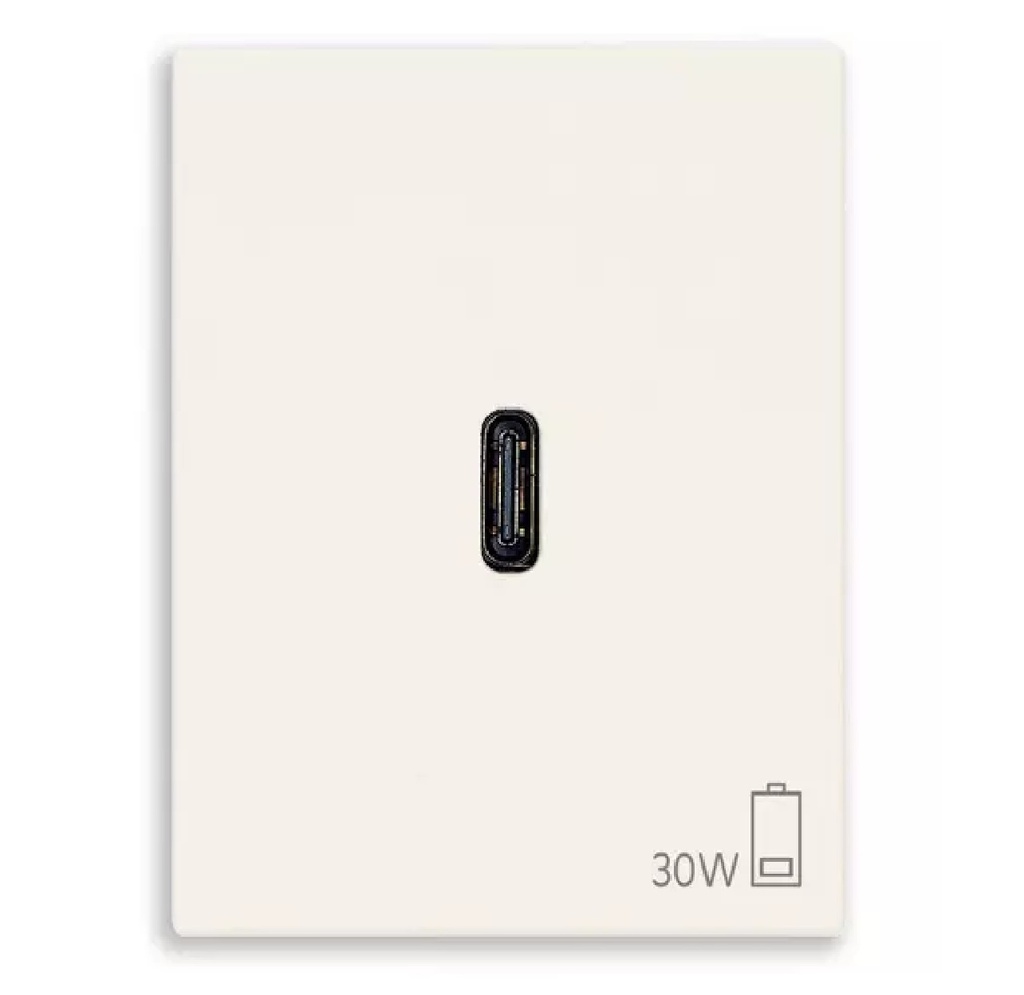 TOMA USB C SENCILLO ( TACO ) DE ALIMENTACION 30 W 2 MOD SERIE LINEA BLANCO REF.30298.B VIMAR