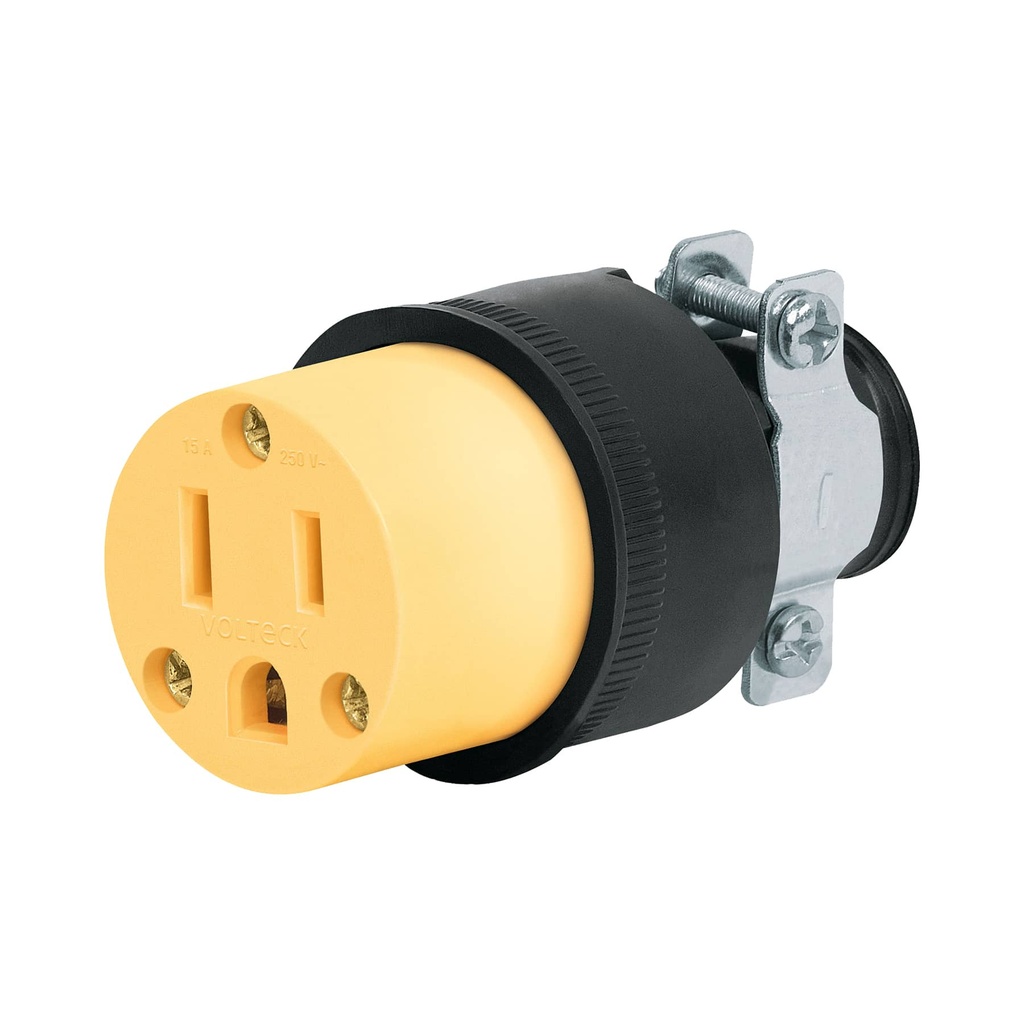 TOMACORRIENTE AEREO HEMBRA + TIERRA DE SEGURIDAD MOD- COR-A REF. 46120 MARCA VOLTECK