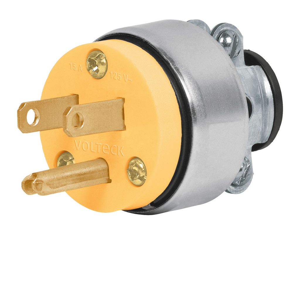ENCHUFE MACHO 2 POLOS+TIERRA C/ABRAZ 125V CORRIENTE 15 A MOD.CLI-A REF. 46202 / 658680 MARCA VOLTECK
