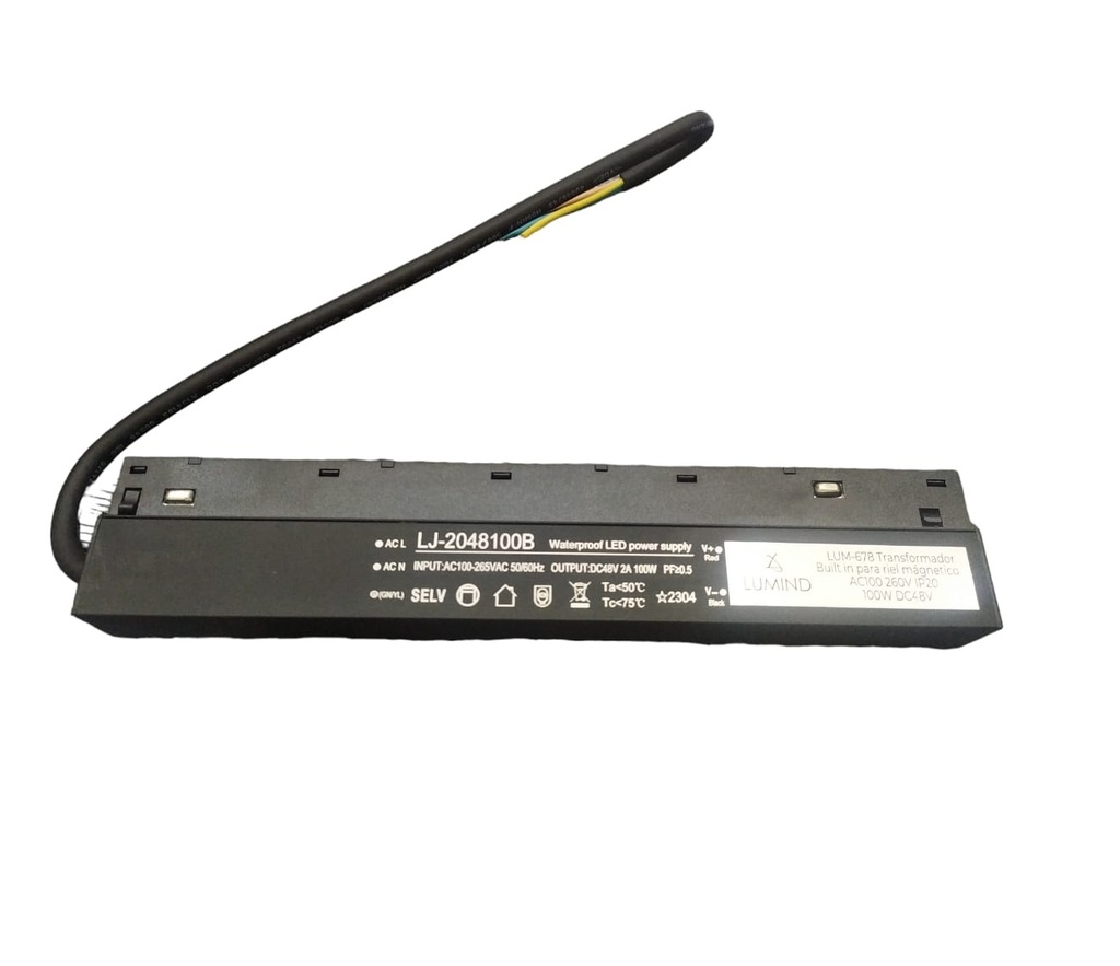 TRANSFORMADOR DE ENERGIA / BUILT IN 48V 2.30 A 100W P/RIEL TRACK LIGHT MAGNETICO REF.LUM-678 LUMIND