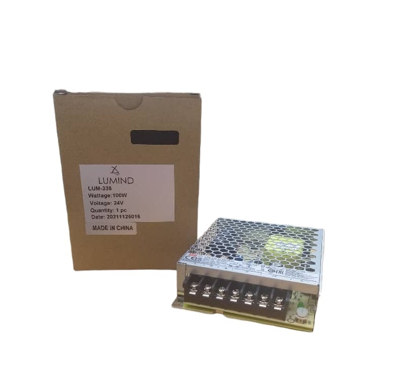 TRANSFORMADOR / DRIVER DE ENERGIA/FUENTE DE PODER 24V 100W MEANWELL LRS-100-24 REF. LUM-376-2 LUMIND