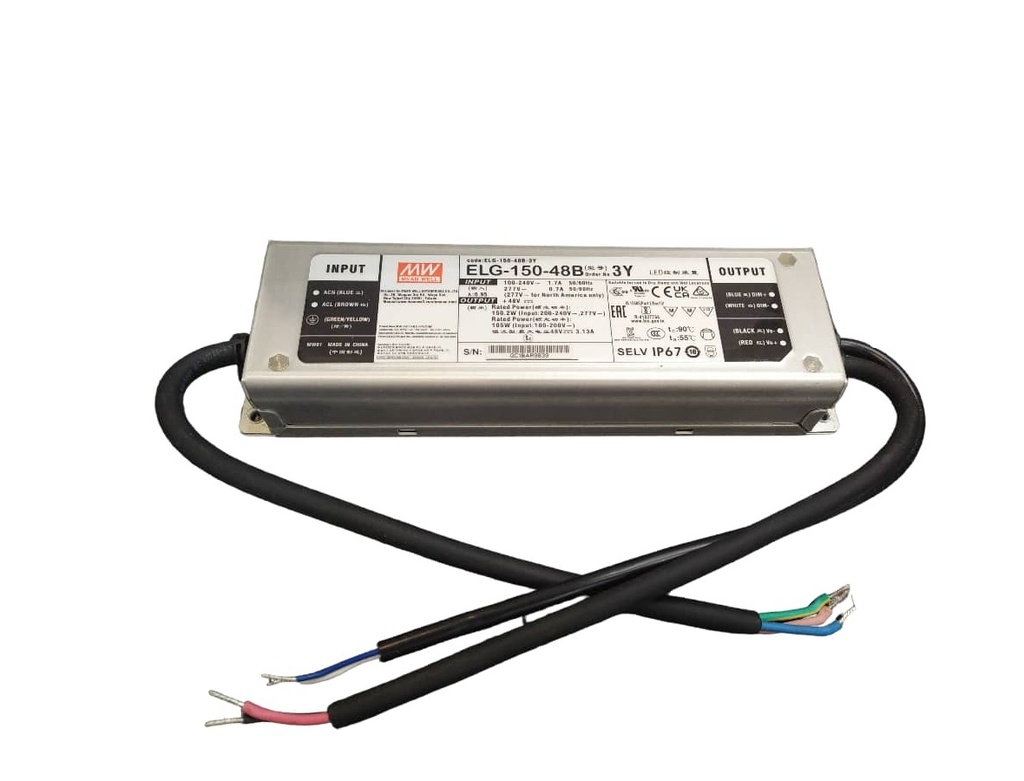 TRANSFORMADOR / DRIVER DE ENERGIA / FUENTE DE PODER 48V 150W 100-240V P/RIEL MAGNETICO MARCA LUXOLAR