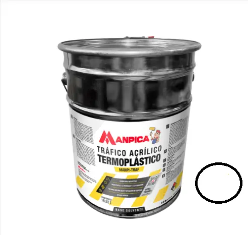 PINTURA TRAFICO TERMO ACRILICO SIN PERLAS CUÑETE 5 GL COLOR BLANCO REF. STR-100-50 MARCA MANPICA