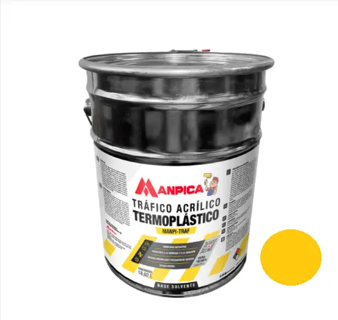 PINTURA TRAFICO TERMO ACRILICO SIN PERLAS CUÑETE 5 GL COLOR AMARILLO REF. STR-200-50 MARCA MANPICA