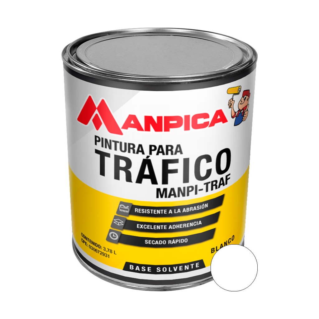 PINTURA TRAFICO CON PERLAS (REFLECTIVO) 1 GL COLOR BLANCO REF. STP-100-10 MARCA MANPICA