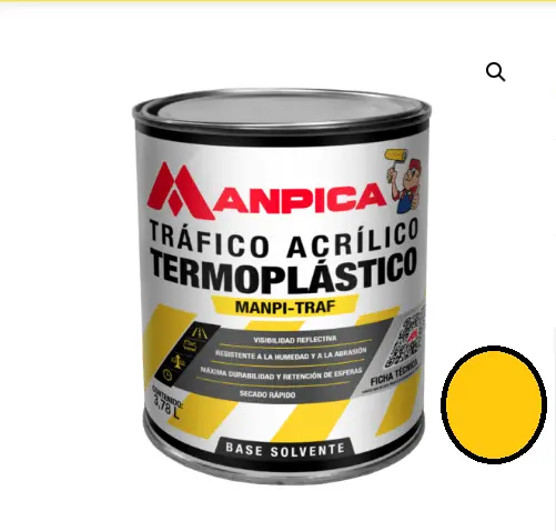 PINTURA TRAFICO TERMO ACRILICO CON PERLAS ( REFLECTIVO ) 1 GL COLOR AMARILLO REF. STP-200-10 MARCA MANPICA