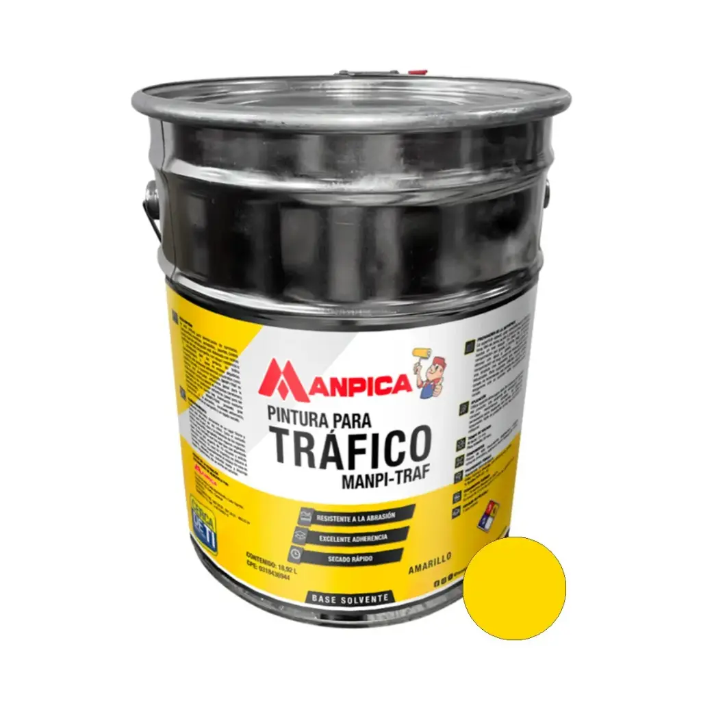 PINTURA TRAFICO CON PERLAS (REFLECTIVO) CUÑETE 5 GL COLOR AMARILLO REF. STP-200-50 MARCA MANPICA