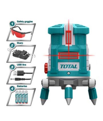 NIVEL LASER AUTONIVELANTE (LASER ROJO) 30MTS C/PILAS AA S/TRIPOIDE REF TLL306505 / 157536 TOTAL TOOLS