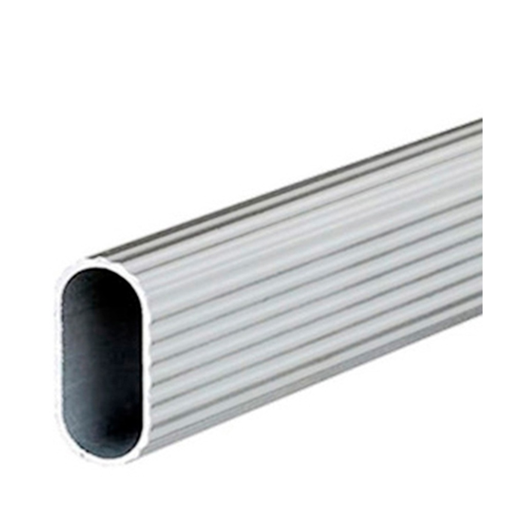TUBO OVALADO PARA CLOSET DE ALUMINIO ( GRIS CLARO ) ACANALADO 3 MTS REF. TUB.02.01 MARCA BARI