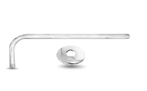 TUBO DE DUCHA PARA REGADERA LARGO CROMADO C/ROSETA P/REGADERA 1/2" X 90° REF. GRI-0122 MARCA BELT-G