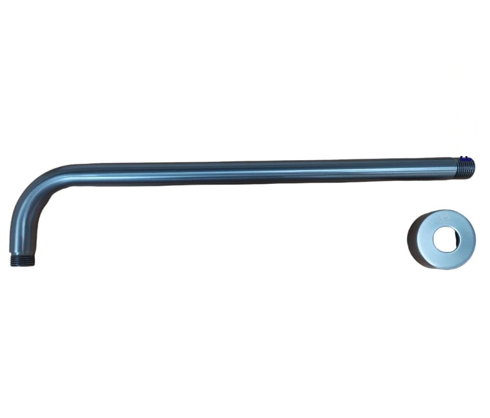 TUBO DE DUCHA PARA REGADERA PRESTIGE GUN METAL CON ROSETA LARGO 40 CM REF. 35ACC0072GM-02 MARCA FP