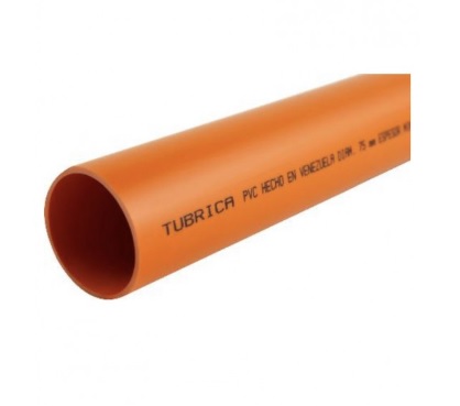 TUBO DE PVC REFORZADO PARA AGUA SERVIDA DE 75 MM X 3 MTR (3" X 3MTR) REF. 1010001081 MARCA TUBRICA