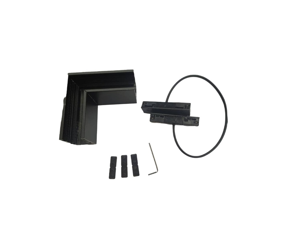 UNION CONECTOR ANGULO EN TECHO METAL NEGRO P/RIEL TRACK LIGHT 110 V REF.LUM-292 LUMIND