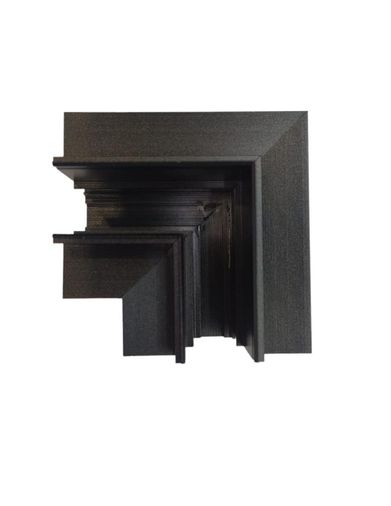 UNION CONECTOR ANGULO 90° METAL NEGRO P/ RIEL TRACK LIGHT P/EMPOTRAR REF. EDT-L02 MARCA LUXOLAR