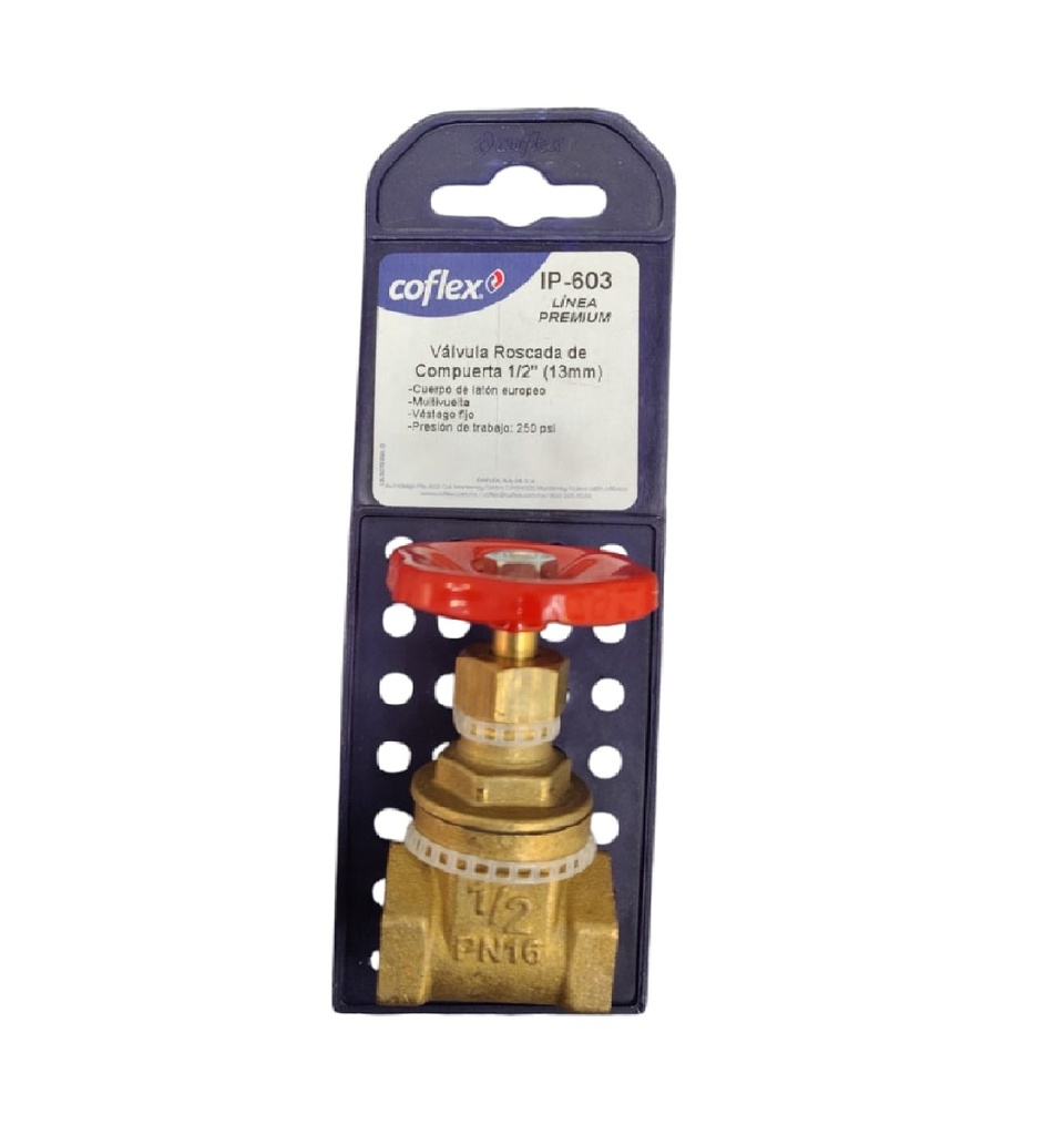 VALVULA COMPUERTA DE 1/2" REF. IP-603 MARCA COFLEX