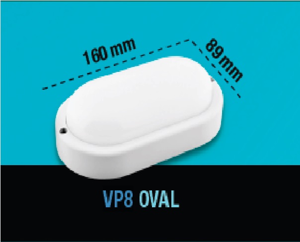 VAPOLETA OVALADA 8 W IP54 6000 K MULTV 90-265V COLOR BLANCO REF. VP8OVAL MARCA LUCERNA