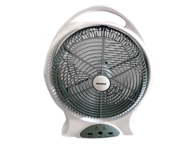 VENTILADOR RECARGABLE 12" 6V 4.5AH 2 VELOCIDADES 110V REF. FA-8212 MARCA NIKATTO