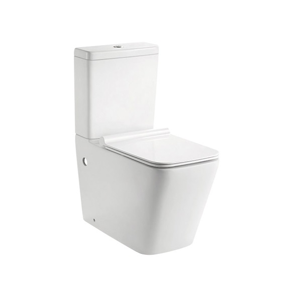 WC SANITARIO TWO PIECE TANQUE CUADRADO C/ASIENTO SOFT CLOSE PLANO/ DOBLE DESCAR / BLANCO MARCA KUBO