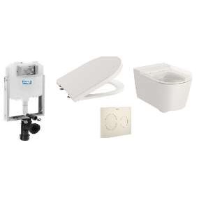 WC SUSPENDIDO INSPIRA ROUND BEIGE DOBLE COMPLETO BASIC WC COMPACT MARCA ROCA