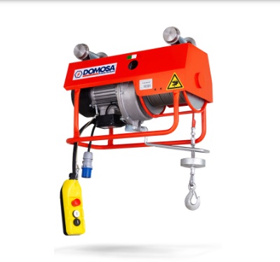 WINCHE ELEVADOR MONOFASICO 500 KG GUAYA 7MM 25MTS 220V 2.20 KVA REF. 8-KN-500-M MARCA DOMOSA