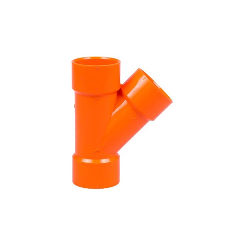 YEE REDUCIDA REFORZADA NARANJA PVC PARA AGUA SERVIDA DE 110 MM X 5O MM ( 4" X 2" ) MARCA TUBRICA