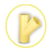 YEE DE PVC PARA AGUA SERVIDA DE 50 MM X 3.2 MM (2" ) C X C X E AMARILLO REF. C101018S MARCA UNITECA