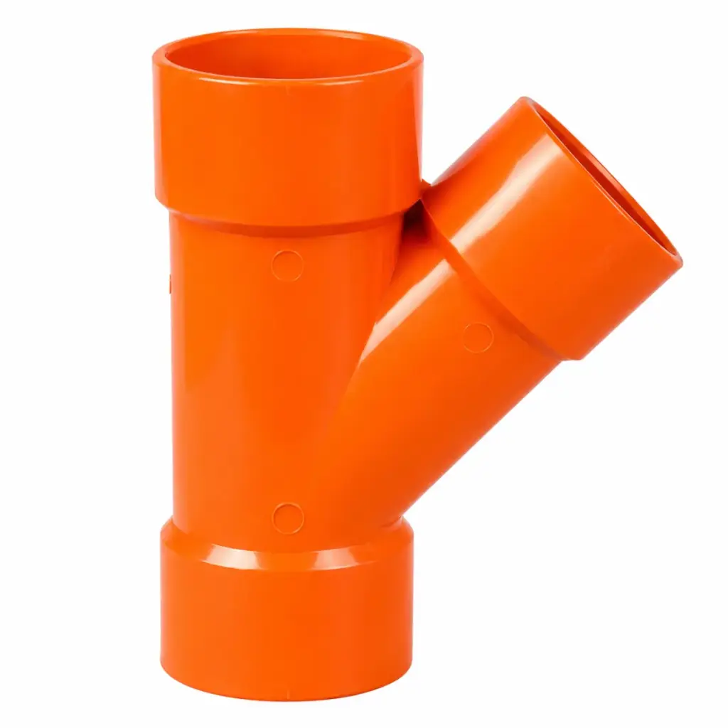 YEE REFORZADO DE PVC AGUA SERVIDA DE 75 MM X 3.2 MM (3" ) C X C X E NARNAJA REF. C101020 UNITECA