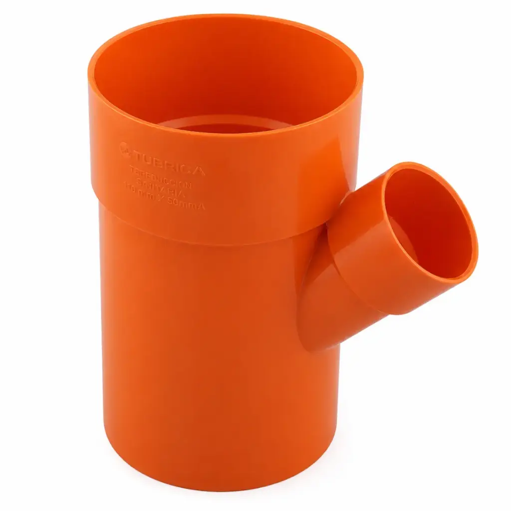 YEE REDUCIDA REFORZADA PVC P/ AGUA SERVIDA 110 X 75 MM (4" X 3") C-C-E NARANJA REF. C111063 UNITECA