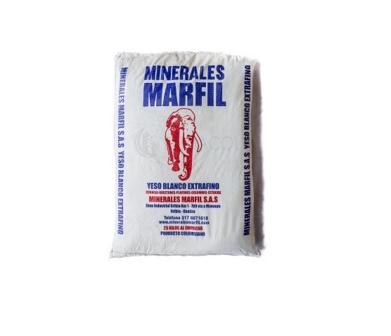 SACO DE YESO EXTRA BLANCO EXTRA FINO DE 25 KG ( SACO ) MARCA MINERALES MARFIL