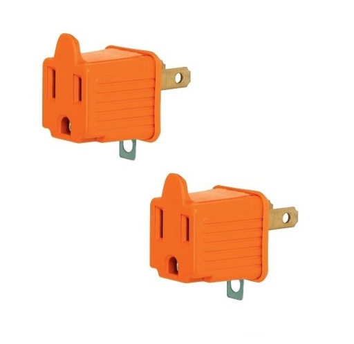 [ADA-VOL-46253] ADAPTADOR / ENCHUFE DE 3 A 2 POLOS 15 AMP 127 V GOMA NARANJAREF. 46253 MARCA VOLTECK