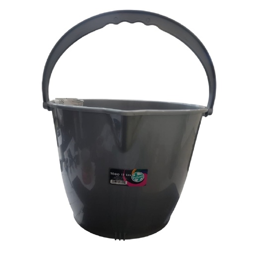 [TOB-PAL-033010] BALDE / TOBO PLASTICO REDONDO 12 LTS CON ASA Y PICO COLOR GRIS REF. 033010 / 40403002 PALMA REAL
