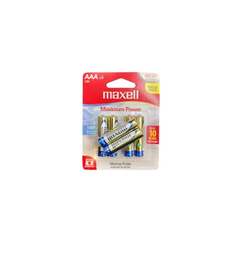 [BAT-MAX-723813] BATERIA ALCALINA "AAA" BLISTER 6 UND 1.5 V REF. 723813 / 723728 / 22-10-038 MARCA MAXELL
