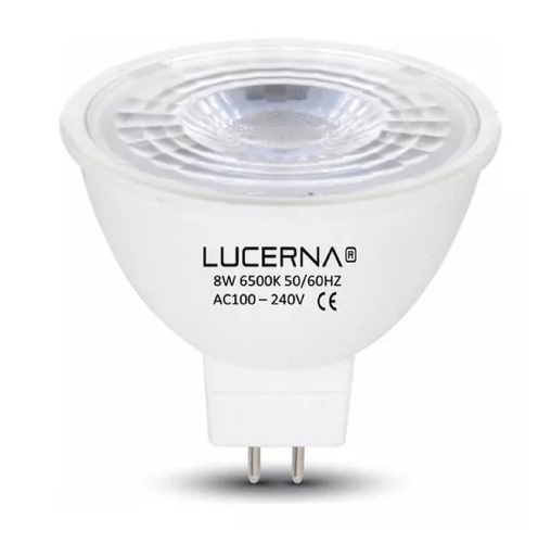 [BOM-LUC-8WBIPIN6K] BOMBILLO DICROICO LED MR16 8 W 6500 K 640 LM 50 - 60 HZ AC 100 -240 V COD. 131358 MARCA LUCERNA