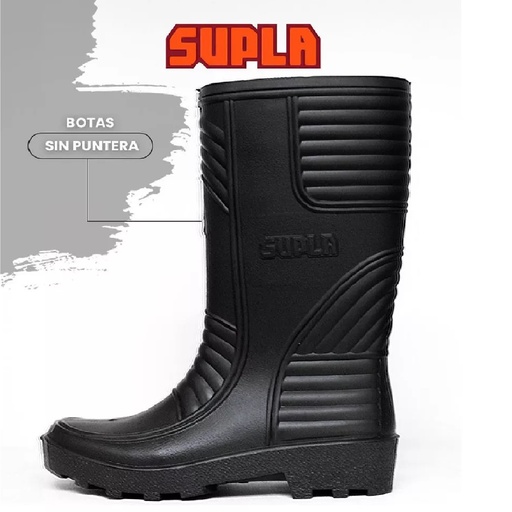[BOT-SUP-SP-T42] BOTA DE GOMA / PVC CAÑA LARGA SIN PUNTERA COLOR NEGRO TALLA-42 (PAR) REF. 3010043 MARCA SUPLA