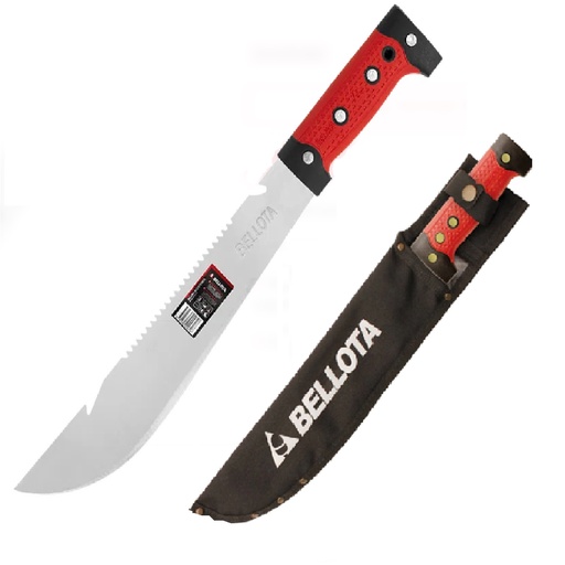 [MAC-BEL-17-02-042] CUCHILLO / MACHETE 12" T/ RAMBO NIQUELADO C/ FUNDA MANGO BIMATERIAL REF. 019541 / 120465NQBM BELLOTA