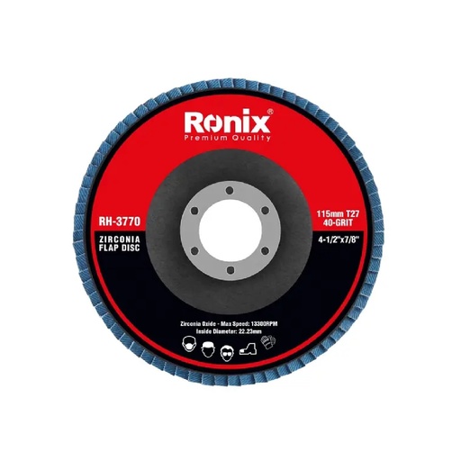 [DIS-RON-RH-3770] DISCO DE LIJA (FLAP DISC) DE 4 1/2" X 7/8" 13300 RPM GRANO 40 REF. RH-3770 / 513143 MARCA RONIX