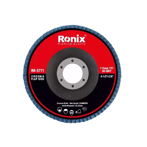[DIS-RON-RH-3771] DISCO DE LIJA (FLAP DISC) DE 4 1/2" X 7/8" 13300 RPM GRANO 60 REF. RH-3771 / 513174 MARCA RONIX