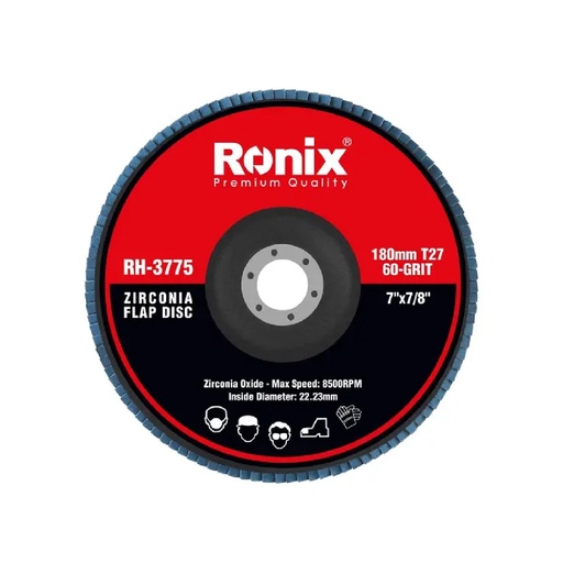 [DIS-RON-RH-3775] DISCO DE LIJA (FLAP DISC) DE 7" X 7/8" 8500 RPM GRANO 60 REF. RH-3775 / 513297 MARCA RONIX